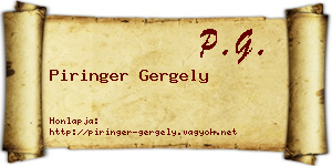 Piringer Gergely névjegykártya
